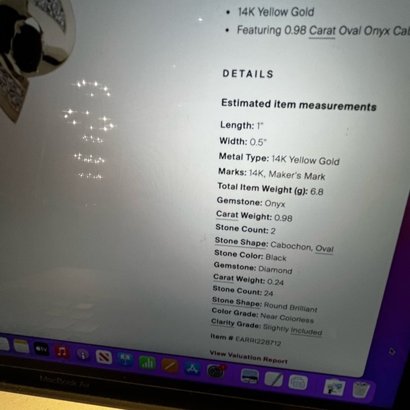 Estate 14K diamond onyx eye earrings - Picture 7 of 9